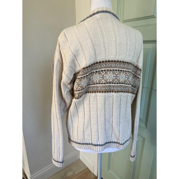 Vintage Liz Claiborne Zip-Up Cream Cottagecore Sweater – Women’s M - Picture 3 of 6